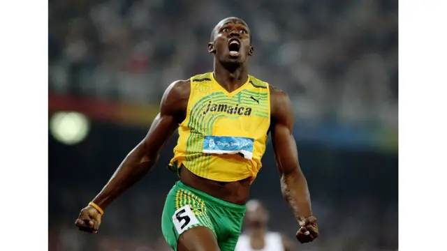Usain Bolt of Jamaica breaks the world record with a time of 19.30 seconds to win the gold medal in the men's 200m final at the National Stadium during Day 12 of the Beijing 2008 Olympic Games. Jed Jacobsohn / Getty Images
