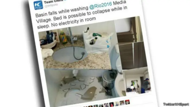 新華體育的推特帳號發帖批評奧運村以次充好