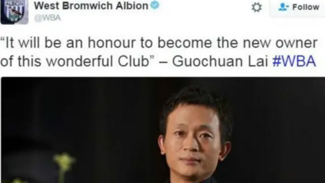 西布羅姆維奇俱樂部主席皮斯目前持有88%股份