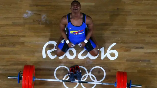 کولمبیا کے ویٹ لفٹر کا رد عمل