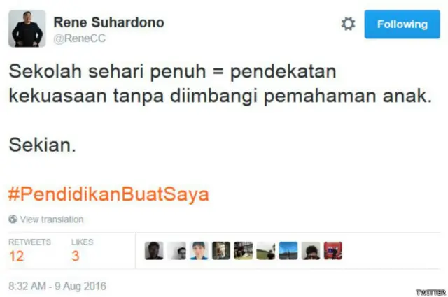 Penulis Rene Suhardono menganggap wacana tersebut dibuat tampa "diimbangi dengan pemahaman (terhadap) anak."