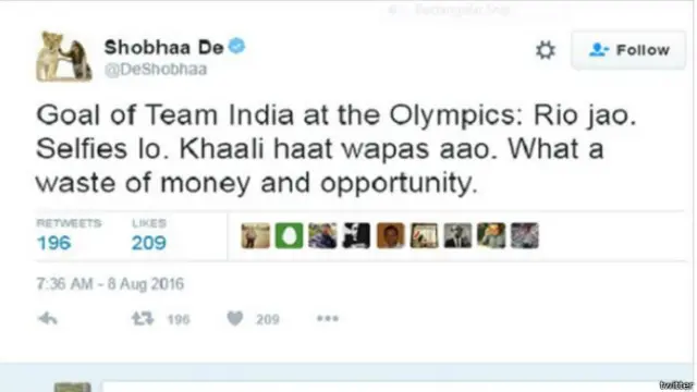 शोभा डे का ट्वीट