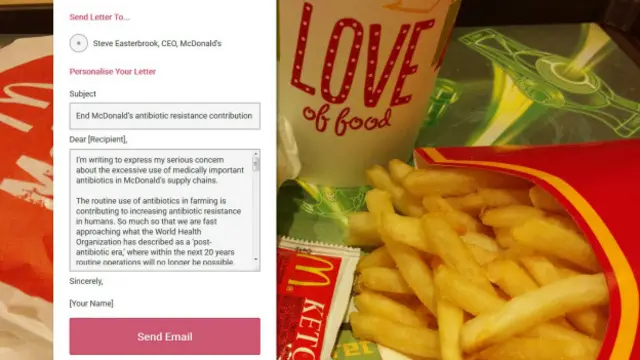 فرمی که اقدام مشترک از مصرف‌کنندگان خواسته برای مک‌دونالد بفرستند