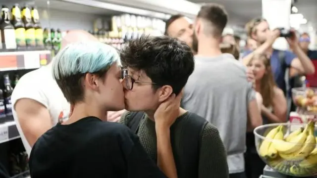 gay kisss sainsbury