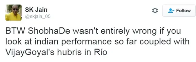 शोभा डे के लेख पर प्रतिक्रिया