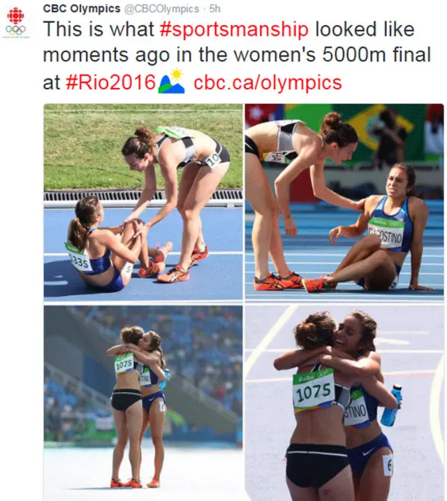 فنشنگ لائن پر نیوزی لینڈ کی رنر نے امریکی کھلاڑی کو سہارا دیا اور بغل گیر ہوئیں