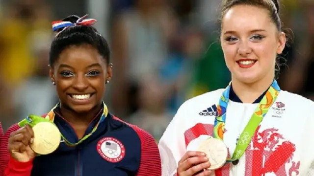 امریکہ کے لیے جمناسٹ سیمون بائلز نے فلور روٹین میں طلائی تمغہ حاصل کیا