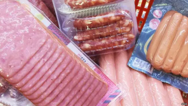 豬肉食品：（左起）洋火腿、中式香腸、西式香腸