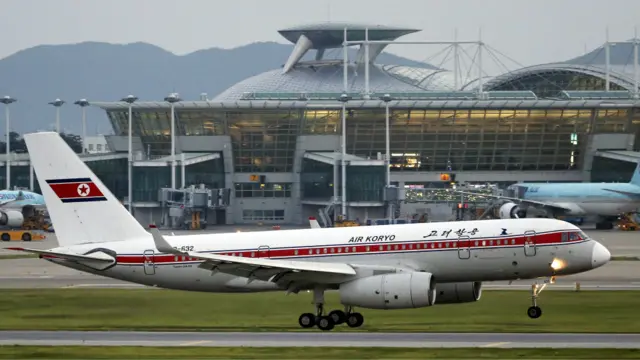 一架朝鮮高麗航空客機降落韓國仁川機場（資料圖片）
