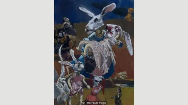 Tranh “Chiến Tranh” của Paula Rego, bằng phấn màu trên giấy và nhôm, vẽ từ 2003 và là phản ứng đối với cuộc xung đột ở Iraq (Ảnh: Tate/Paula Rego)