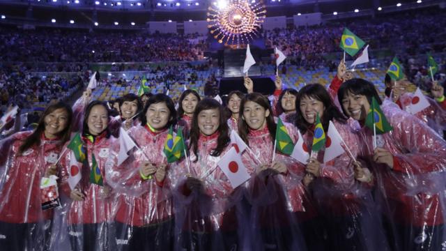 里約奧運閉幕式上的日本代表團運動員（21/8/2016）