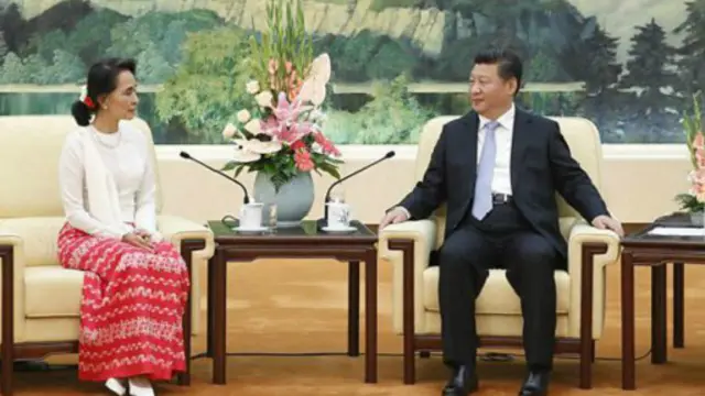 在北京習近平與昂山素季會談