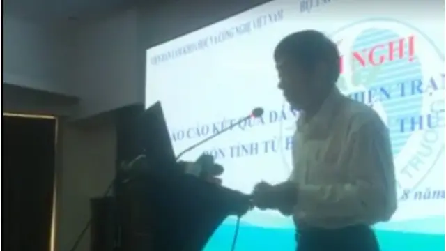 Giáo sư - tiến sỹ Mai Trọng Nhuận là người đại diện nhóm nghiên cứu công bố kết quả tại Quảng Trị sáng 22/8