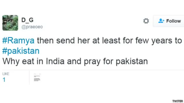 رمیا کے بیان پر ٹویٹ کا ایک سلسلہ چل نکلا ہے