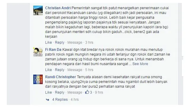 Pembaca mempertanyakan manfaat di balik kemungkinan kenaikan harga rokok.