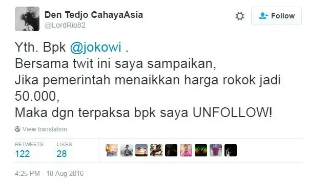 Isu kenaikan harga rokok ramai mendapat tanggapan di media sosial.