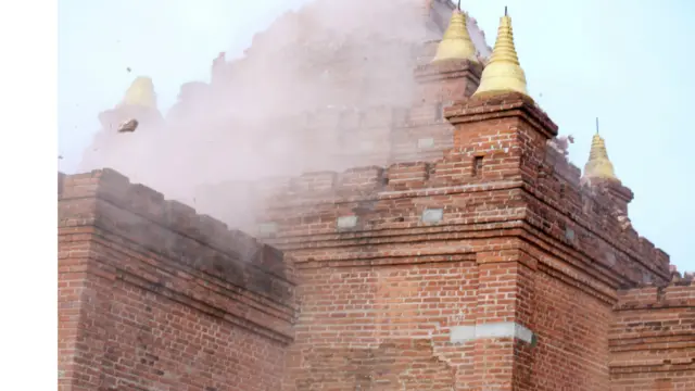 ပုဂံမြို့ ဘုရားတဆူက အခိုးအငွေ့ထွက်