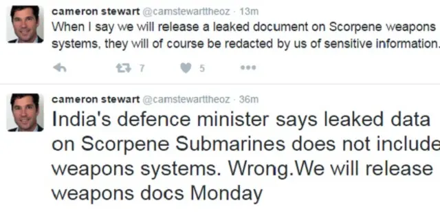 स्कोर्पीन पनडुब्बी पर कैमरन स्टीवर्ट का ट्वीट