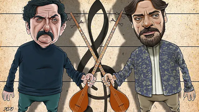 علیزاده و ناظری در صحنه / کارتون محمد طحانی، نوآوران