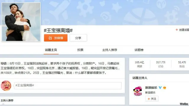 王宝强离婚引发社交媒体风暴