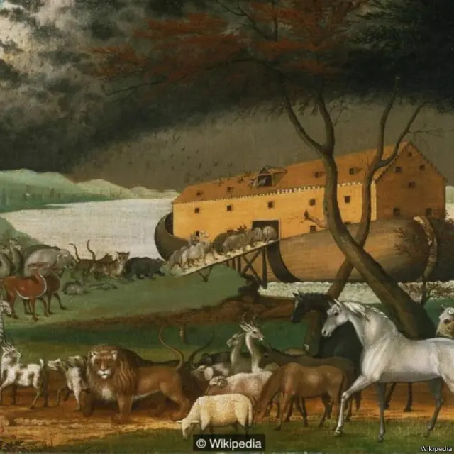 Seniman Edward Hicks melukis Kapal Nuh sebagai bagian dari seri lebih luas yang disebut The Peaceable Kingdom.