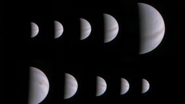 Юнона "робила" ці знімки з інтервалом у 10 годин при наближенні і видаленні від планети