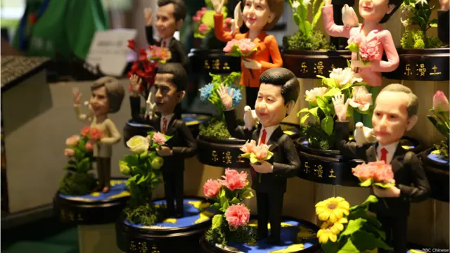 杭州民间艺人制作的G20领导人“捏塑”。