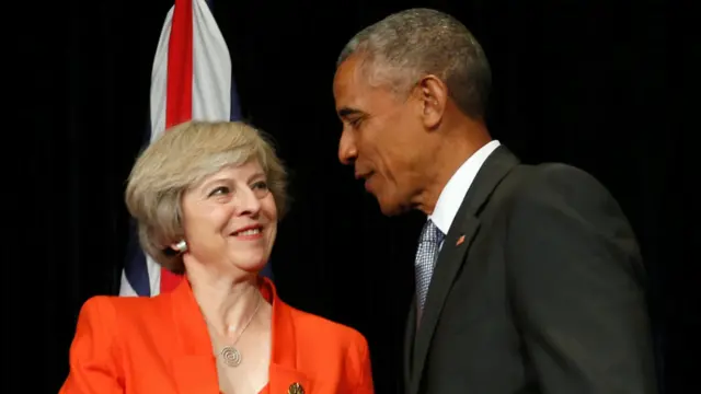 美国总统奥巴马与英国首相特里莎·梅结束在G20的双边会谈后接受媒体采访。