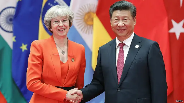 Thủ tướng Anh Theresa May và Chủ tịch Trung Quốc Tập Cận Bình tại thượng đỉnh G20 ở Hàng Châu, Trung Quốc.
