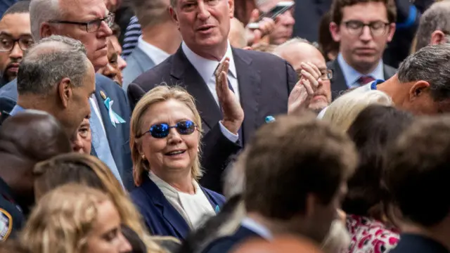 Hillary Clinton saat peringatan tragedi 11 September di New York.