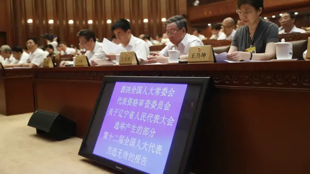 中国全国人大常委会表决辽宁涉贿选人员当选无效公告（中新社图片13/9/2016）