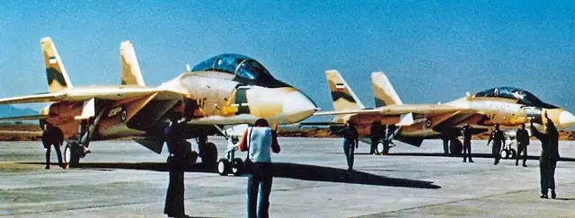 نخستین دو فروند اف-۱۴ نیروی هوایی با عبارت نیروی هوایی شاهنشاهی ایران (IIAF) پس از تحویل