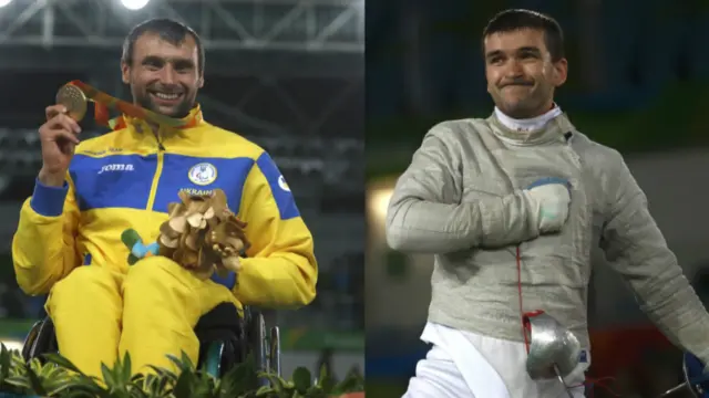 Антон Дацько (ліворуч) та Андрій Демчук (праворуч) вибороли золоті медалі у фехтуванні. Олег Науменко та Євгенія Бреус вибороли бронзу.