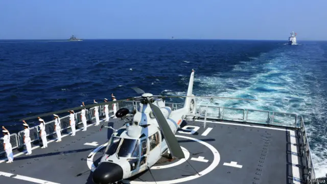 中国与俄罗斯在南海联合军事演习