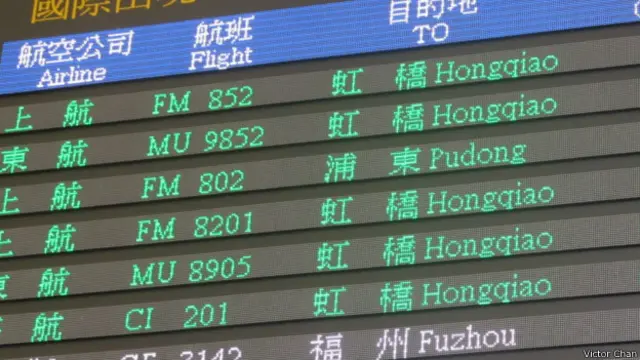台北松山机场的航班告示牌