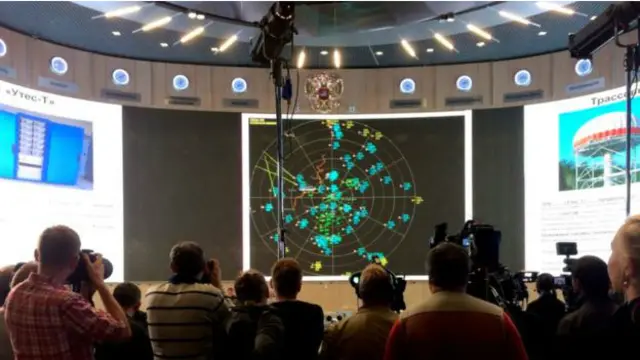 Міноборони Росії продемонструвало журналістам зображення з радіолокатора, які вважає об'єктивним доказом непричетності російської сторони до катастрофи малазійського "Боїнга"
