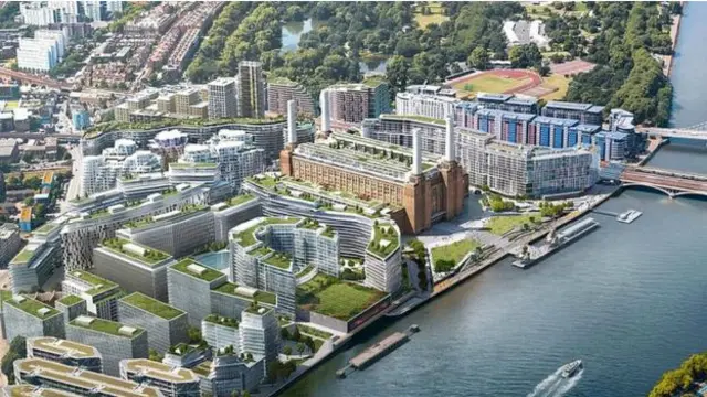 Battersea老电厂开发区位于伦敦市中心泰晤士河南岸，是一个集办公楼、豪华住宅、商品房、购物、娱乐中心为一体，投资90亿英镑的庞大的改造开发项目。