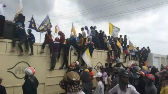 抗議現場（圖片來源：BBC越南語）