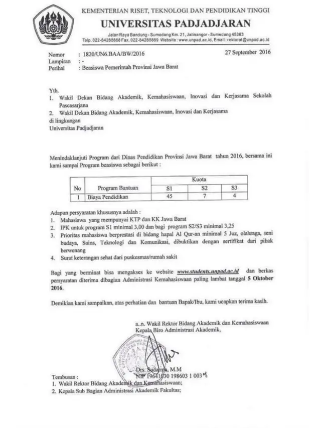 Persyaratan kemampuan menghafal Alquran itu terungkap ke publik setelah beredar di media sosial sebuah surat dari Rektorat Universitas Padjadjaran, Bandung, yang ditujukan kepada pihak dekanat perihal beasiswa pemerintah pemprov Jabar.