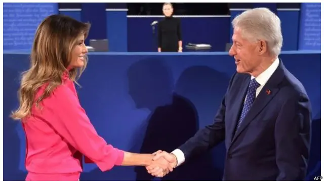 بېل کلېنټن او ملانیا ټرمپ تر مناظرې وړاندې