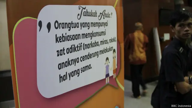 Suasana di dalam ruangan depan kantor pusat Badan Nasional Narkotika di Jakarta.