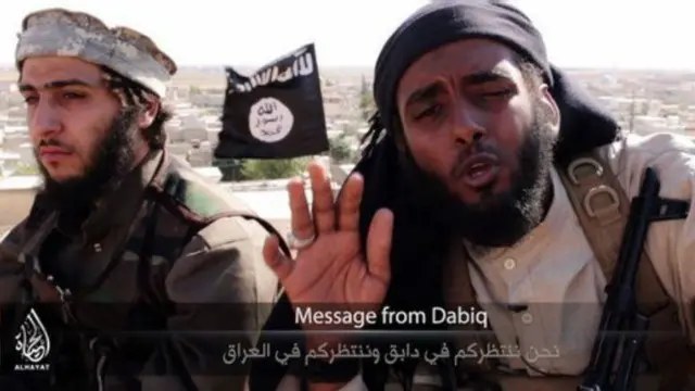 عناصر تنظيم الدولة تحدوا الغرب بأن يرسل قواته برية إلى دابق.