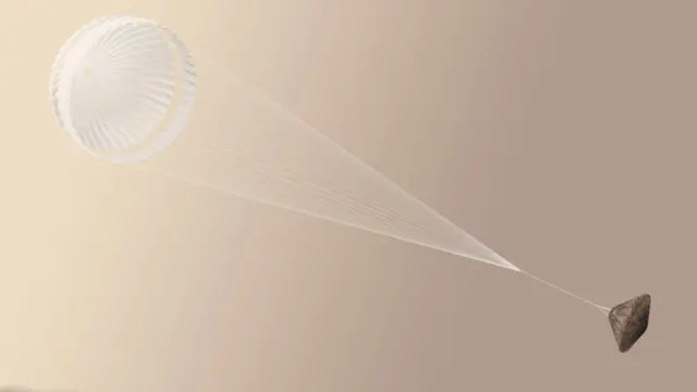 Приземлення на Марс - надскладна технологічна задача, яка передбачає різке гальмування (комп'ютерна графіка)