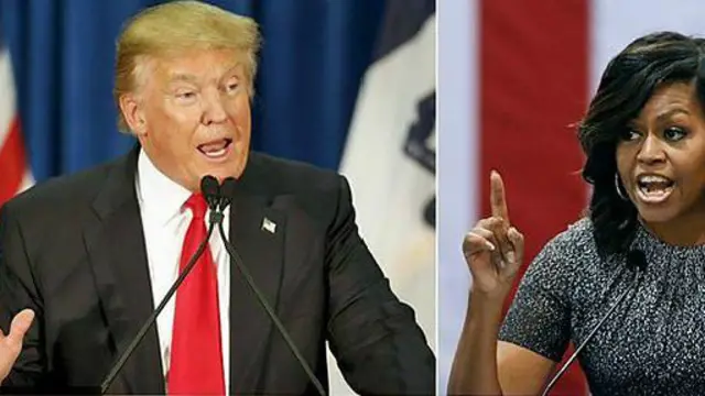 唐納德·特朗普(左)指責米歇爾·奧巴馬