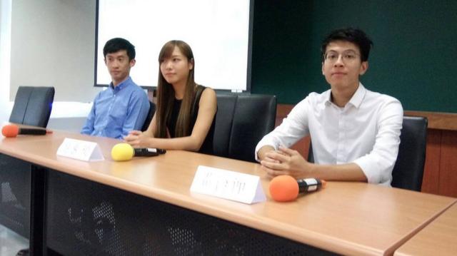 梁頌恆（左）、游蕙禎（中）與黃台仰（右）在台北座談會上（台灣中央社圖片22/10/2016）