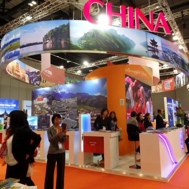 世界旅遊交易會上的中國展區吸引很多關注(攝影:子川)