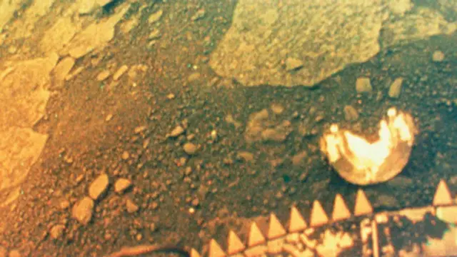 20世紀70年代，蘇聯的登陸車在降落到金星環境惡劣的地表後發回了照片（圖片來源：Science Photo Library）