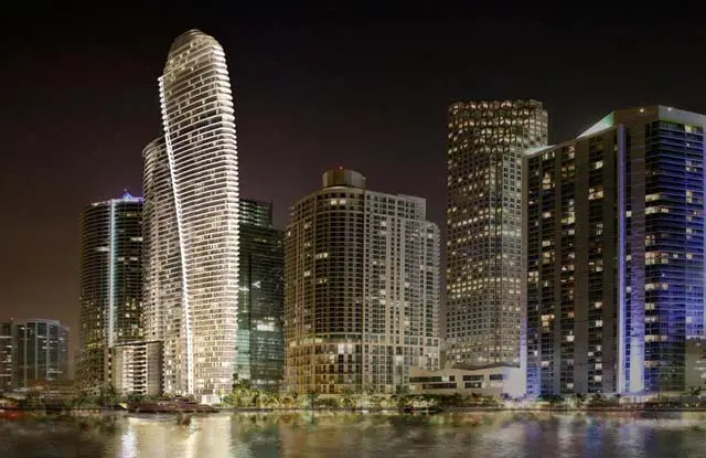 阿斯顿·马丁住宅楼夜景图