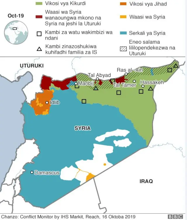 Ramani inayoonyesha mzozo wa Syria