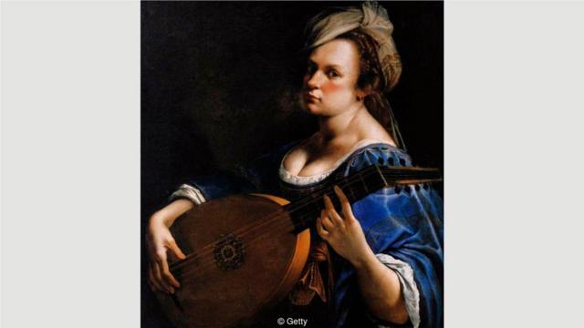 阿尔泰米西娅·真蒂莱斯基很早就展现出艺术天赋——这幅作品的是她的《琵琶演奏者自画像》，创作于1615年至1618年左右。